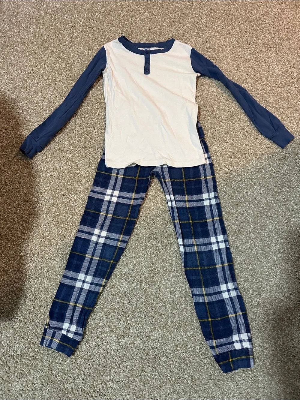 Kids Blue Thermal Pajama Set - Soft Long John Sleepwear